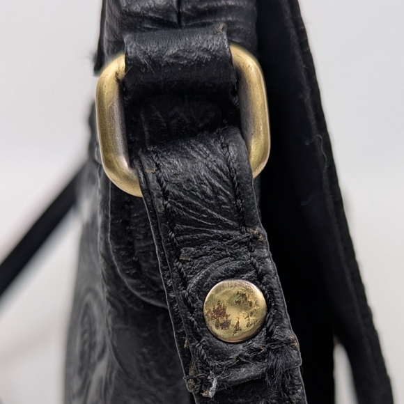 Sorpresa Tooled Leather Crossbody Bag Floral Embossed Flap Bag Adjustable Strap - Picture 13 of 16